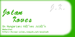 jolan koves business card